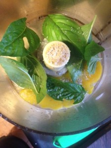 Stage 1, egg, basil, lemon juice and salt. 