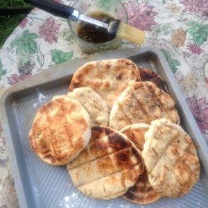 Flat breads, fresh off the grill. 